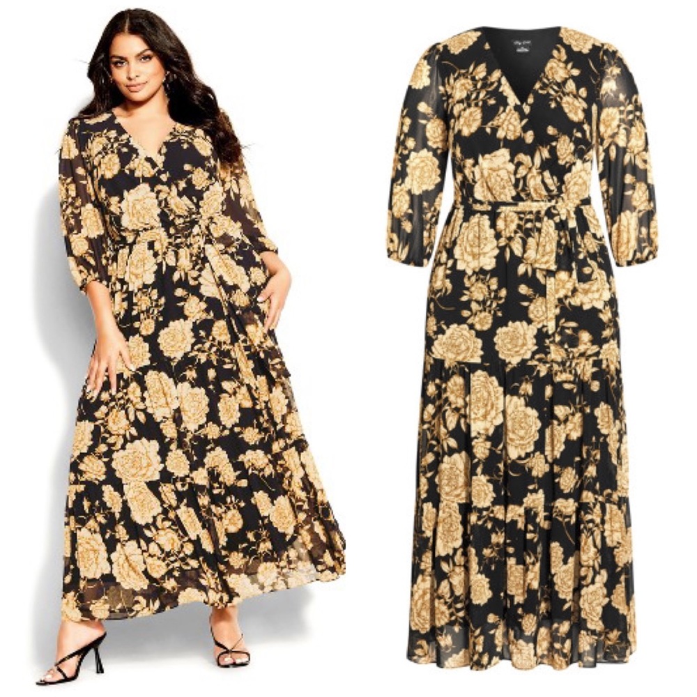 City Chic ✨ Beautiful Floral Tiered Maxi Dress Size 22